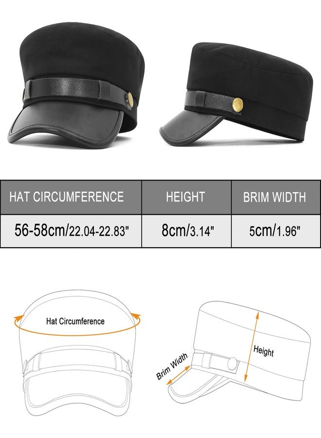 GEMVIE Unisex Classic British Flat Top Fisherman Hat Cotton Breton Fiddler Hat Black - Image 5